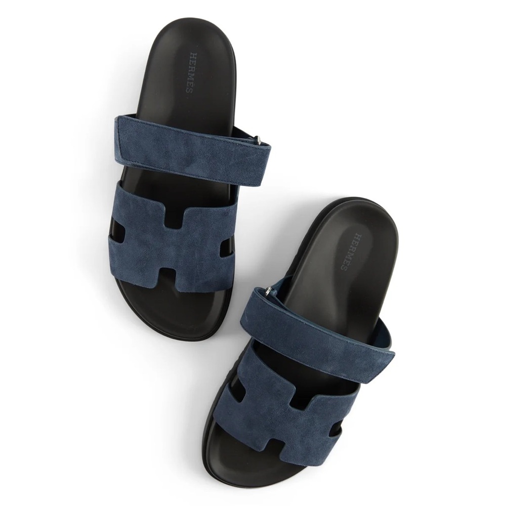 Hermès Chypre Sandal Suede Goatskin Blue Celeste Size 39.5 Excellent condition - Picture 4 of 12